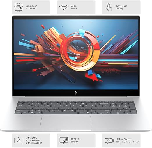 HP ENVY 17T-DA000 (8Z288AV/911B2AV) INTEL CORE ULTRA 7-155U-4.8GHz, 32GB, 1TB SSD, 17.3" FHD IPS TOUCH, CAMERA, BT, WIFI, WINDOWS 11 HOME, 4GB NVIDIA GEFORCE RTX3050 GRAPHICS, SILVER, 1 YEAR WARRANTY