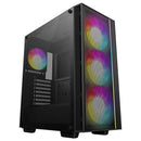 Computer case with RGB lighting on a white background