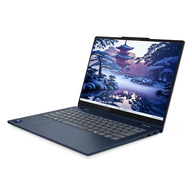 Laptop with a scenic display on a white background