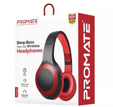 Promate (LABOCA.RED) Deep Bass Over-Ear Wireless Headphones
