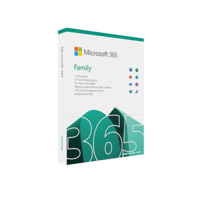 MICROSOFT OFFICE 365 FAMILY - UP TO 6 USERS PC, MAC AND MOBILE